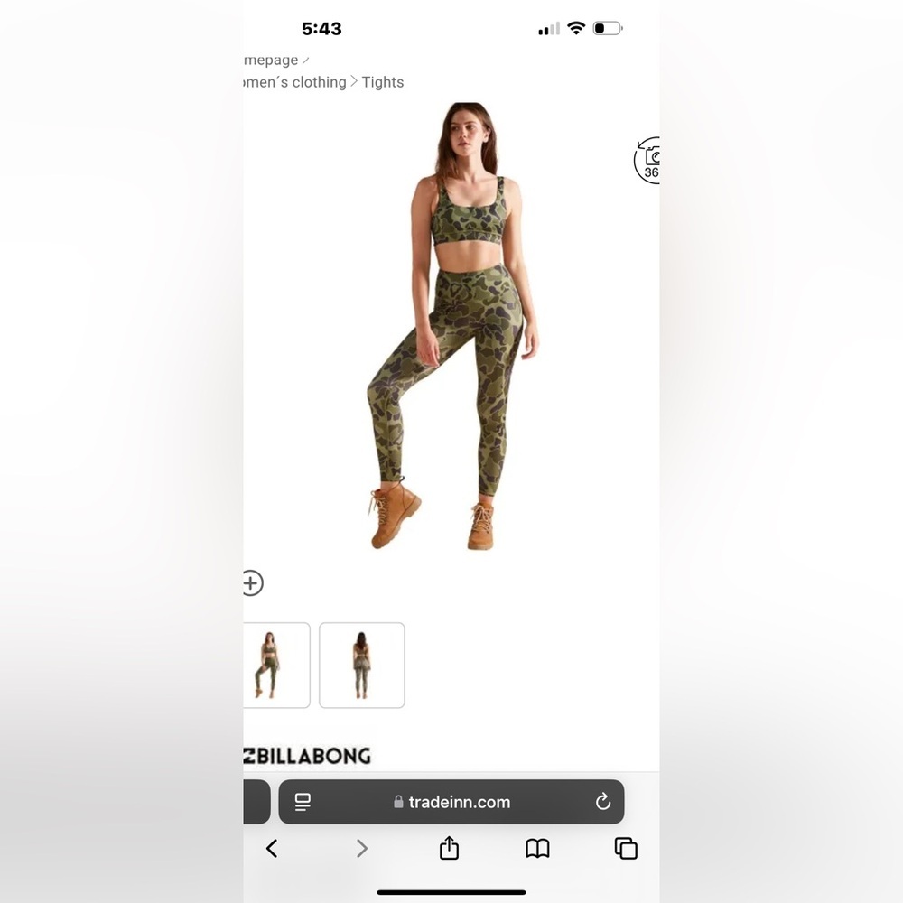 Bundle NWT Billabong Adventure Leggings, hat and sports bra tank top set